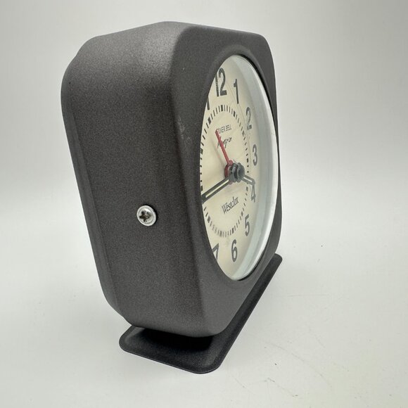 Westclox Silver Bell Monogram Wind-up Alarm Clock Gray White Face Works NOS Vtg - Picture 3 of 8